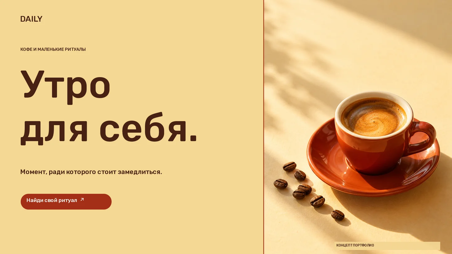 DAILY · Баннер · Терракотовая чашка эспрессо в тёплом утреннем свете