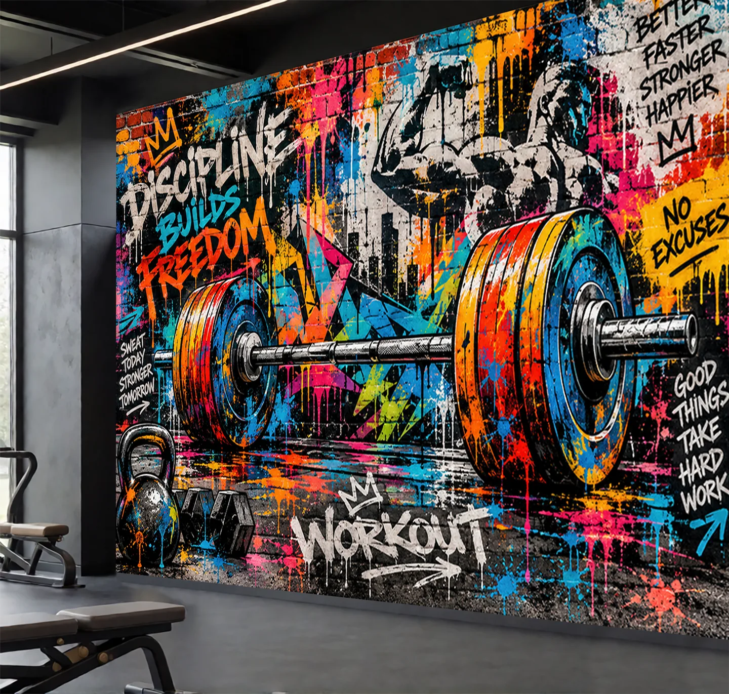 Gym graffiti — interior mockup