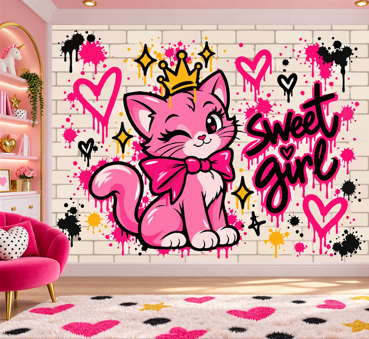 Pink cat graffiti — mockup 1