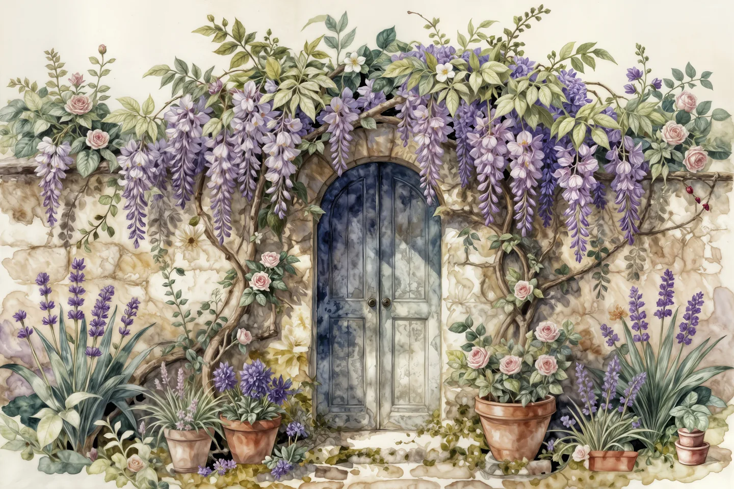 Door to a blooming garden — design 2