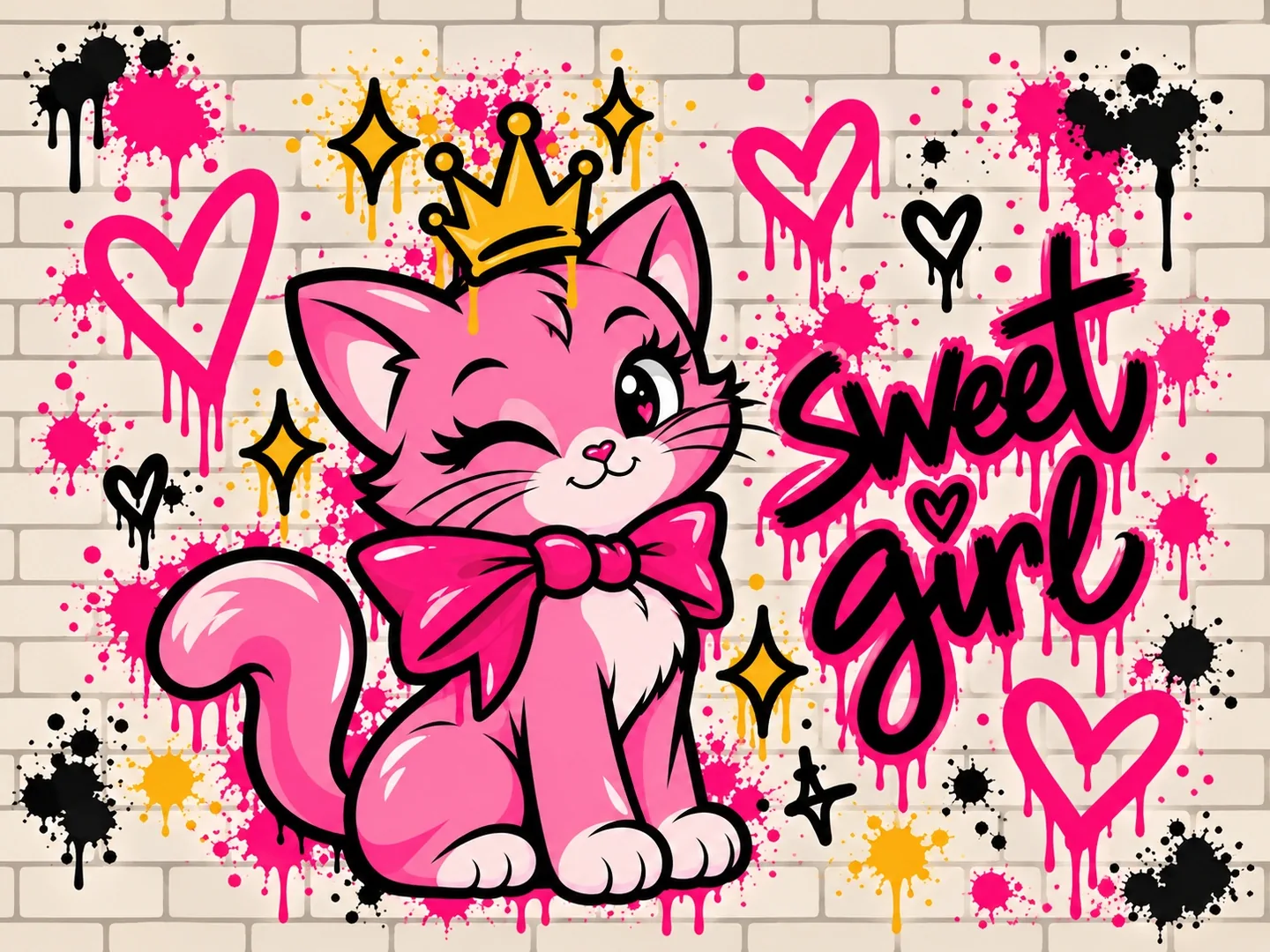 Pink cat graffiti — project material 2