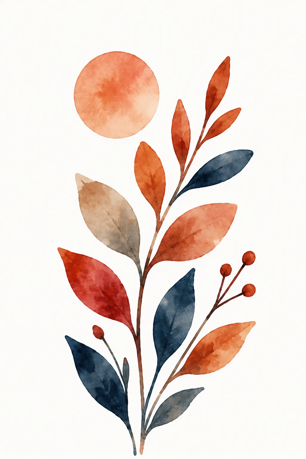 Watercolour branches — design 3
