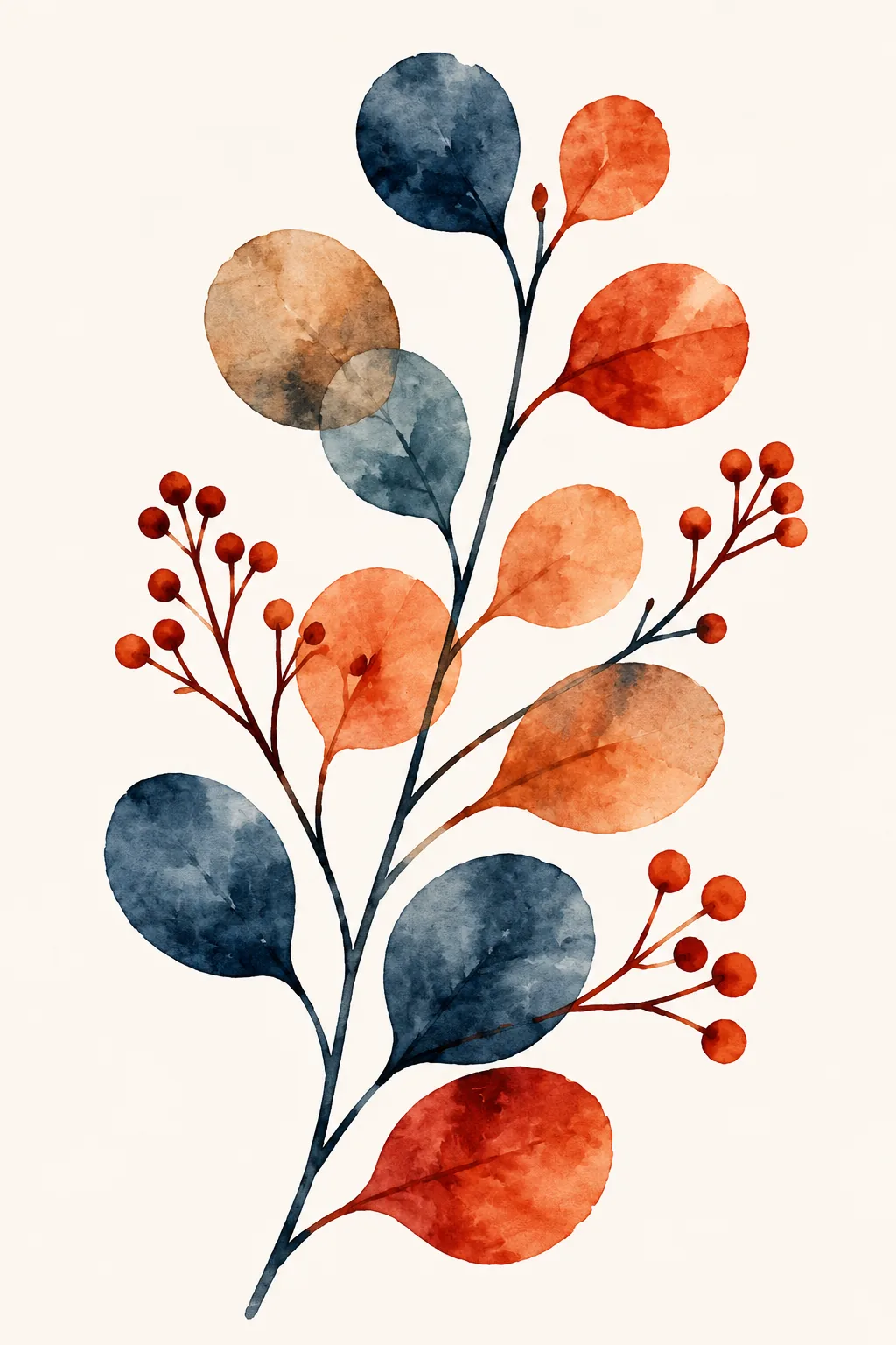 Watercolour branches — design 4