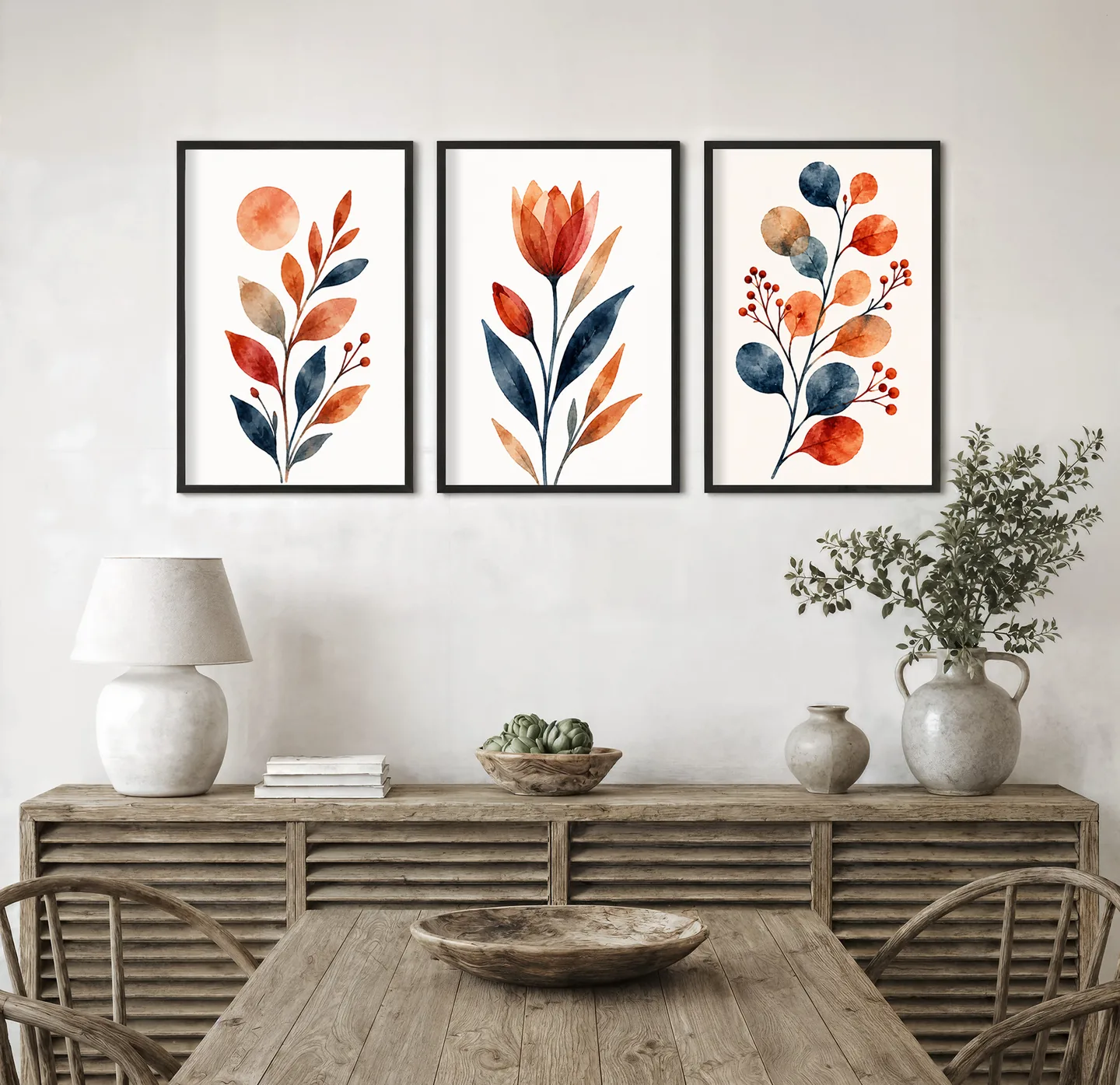 Watercolour branches — interior mockup