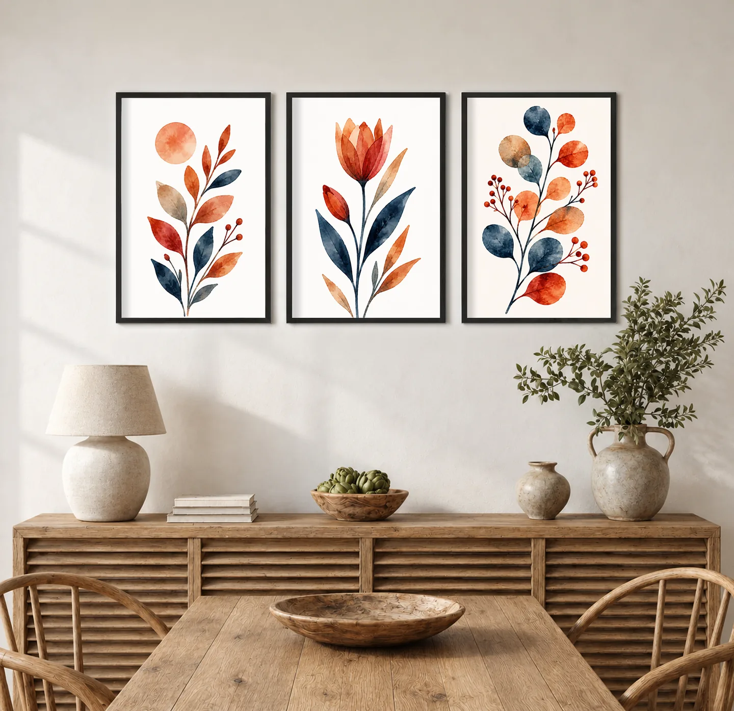 Watercolour branches — interior mockup