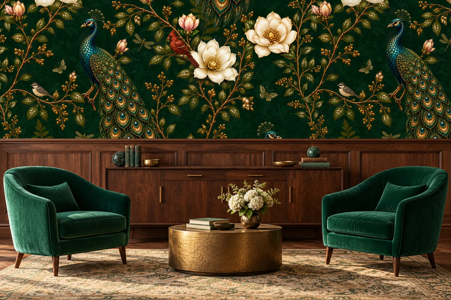 Peacock garden — interior mockup